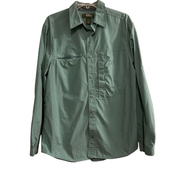 Gander Men's Long-Sleeve Green Button-Up Shirt Size M Lightweight - Picture 1 of 10